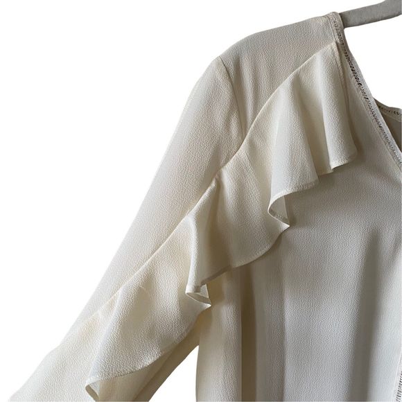 Stylus Long Sleeved Open Arm Ruffle Blouse Size Small (NWT) - Picture 4 of 11